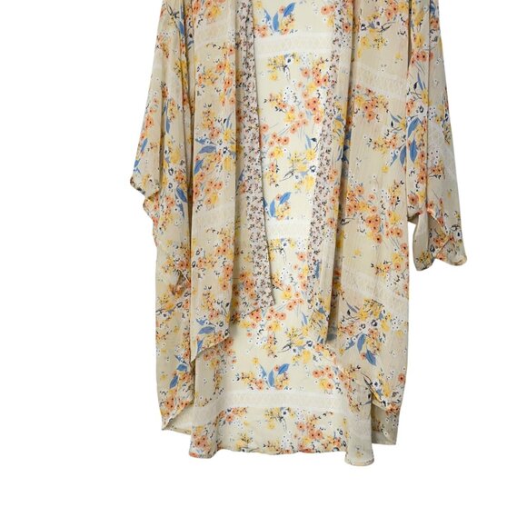 Band Of Gypsies Women Open Front Floral Kimono Cardigan SZ XS/S 100% Polyester - Picture 3 of 11